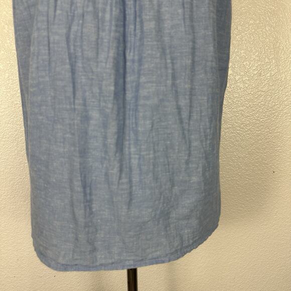 J Crew Linen Cotton Top Women Size 4 Embroidered Chambray Sleeveless Preppy Boho - Picture 5 of 11